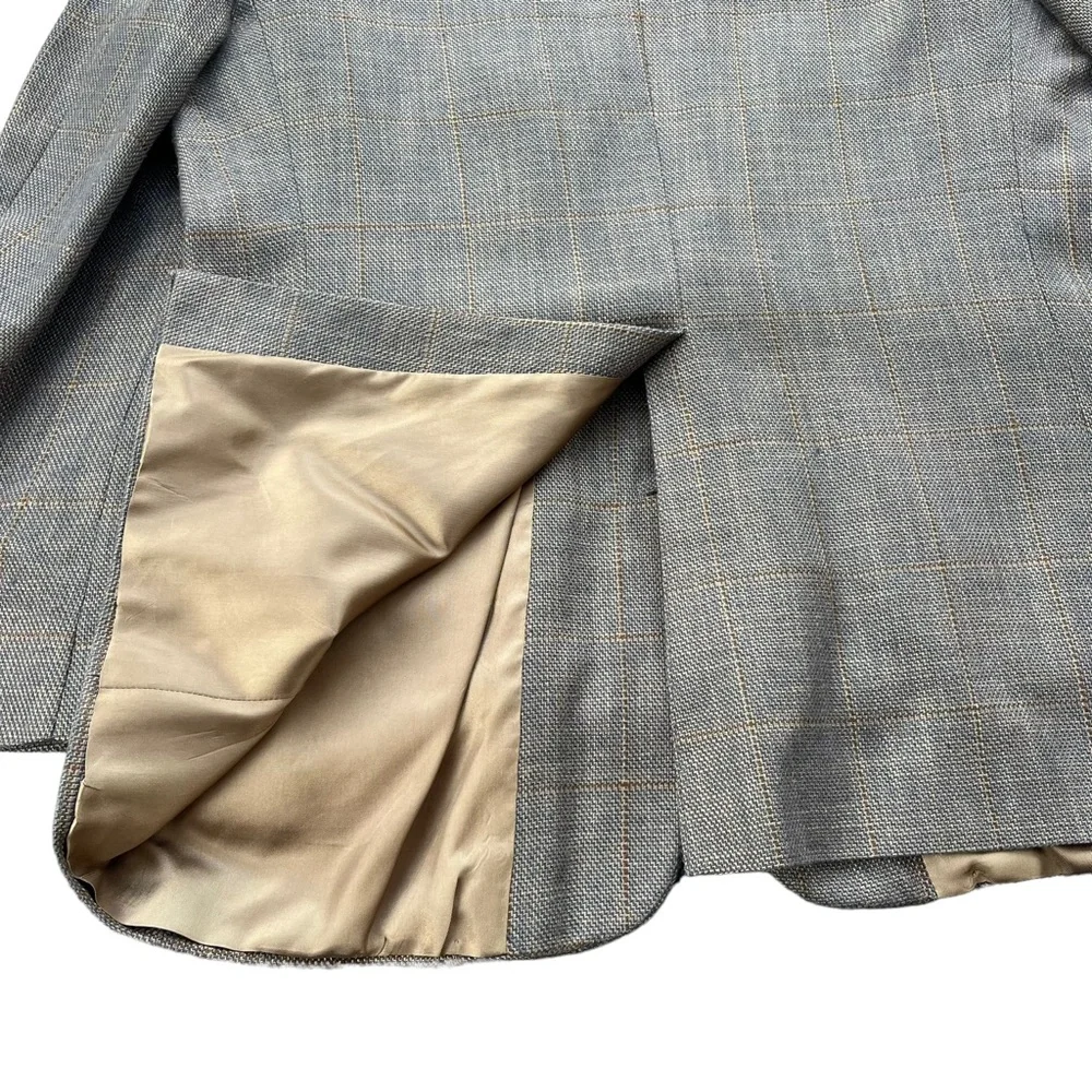 Bowdon Men’s Size 44R Gray Brown Tan‎ Plaid Single Breasted Button Blazer Jacket